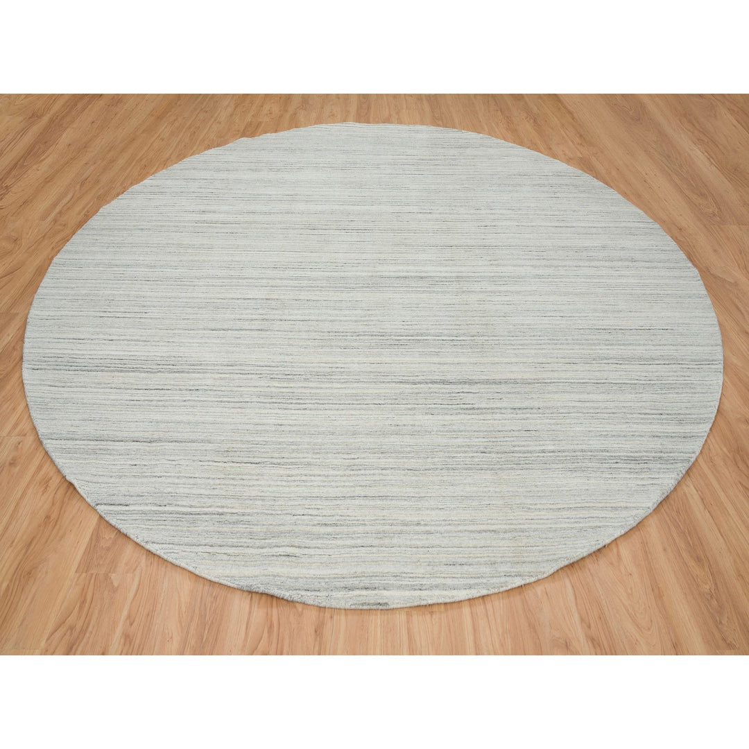 12'1" x 12'1" New Hand Loomed Ivory Wool Round Oriental Rug - MOA10265000