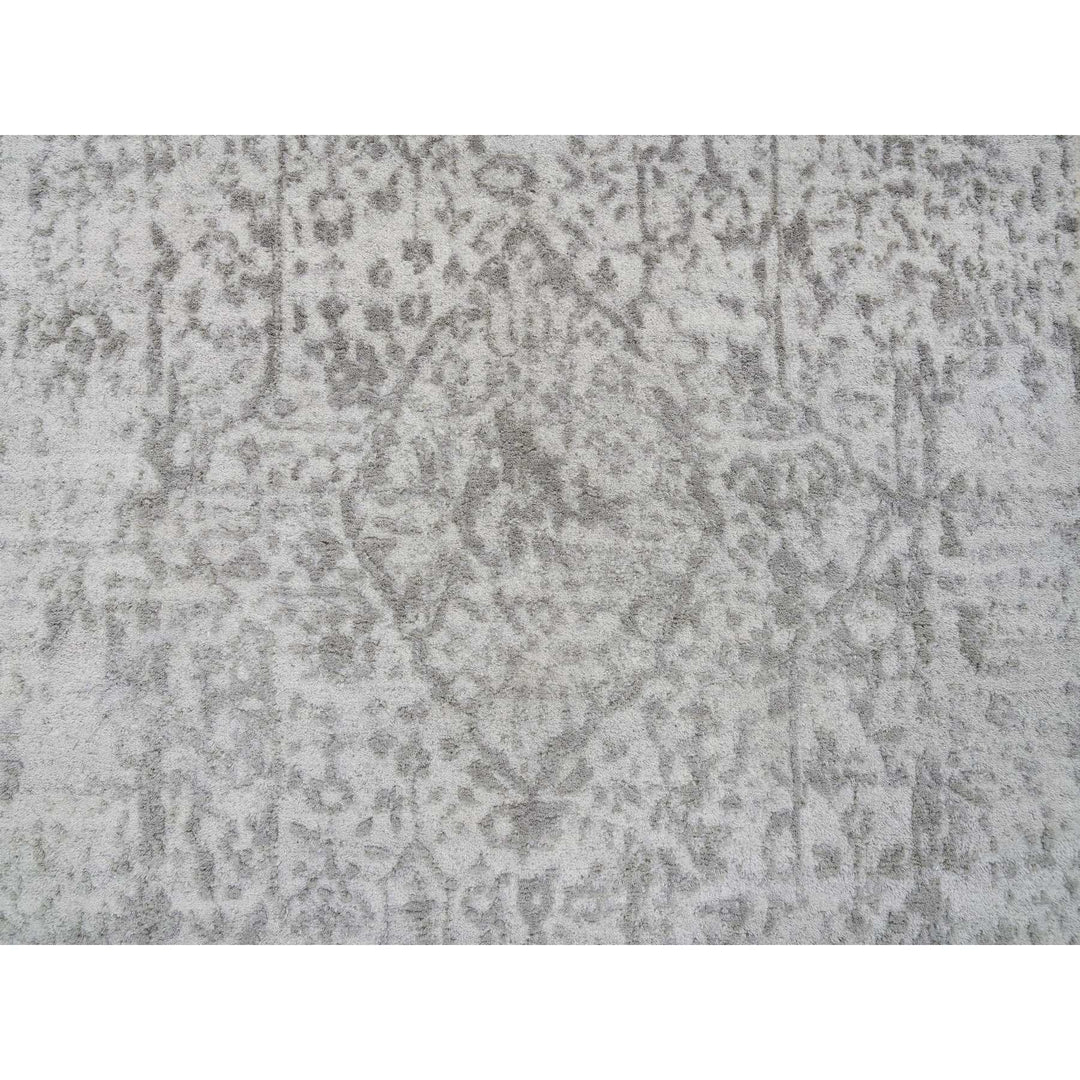 2'7" x 20'0" New Hand Knotted Grey Wool & Silk Runner Oriental Rug - MOA10265021