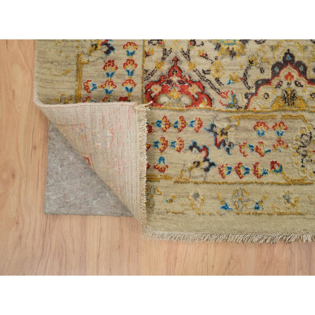 8'2" x 10'2" New Hand Knotted Beige Wool & Silk Rectangle Oriental Rug - MOA10265029