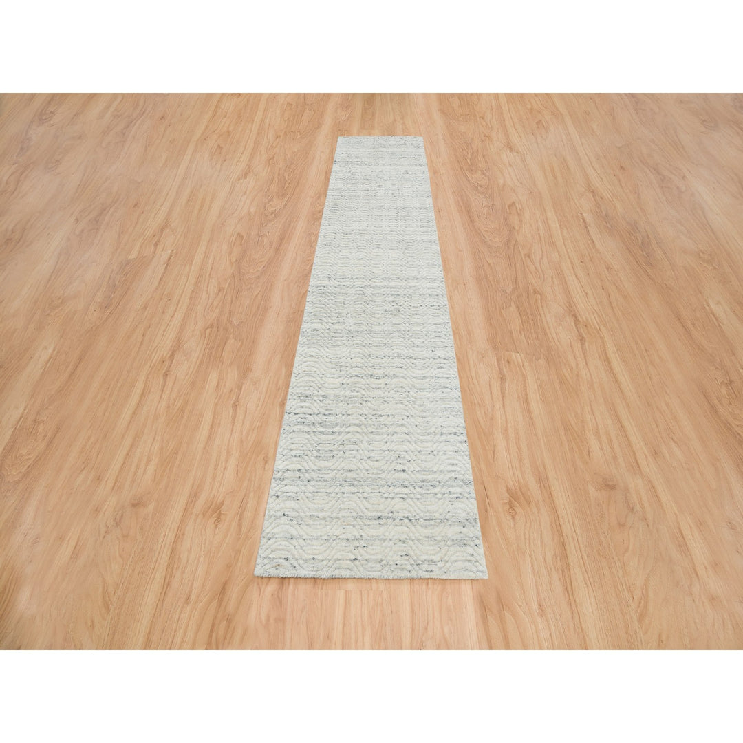 2'5" x 12'0" New Hand Loomed Beige Wool Runner Oriental Rug - MOA10265041