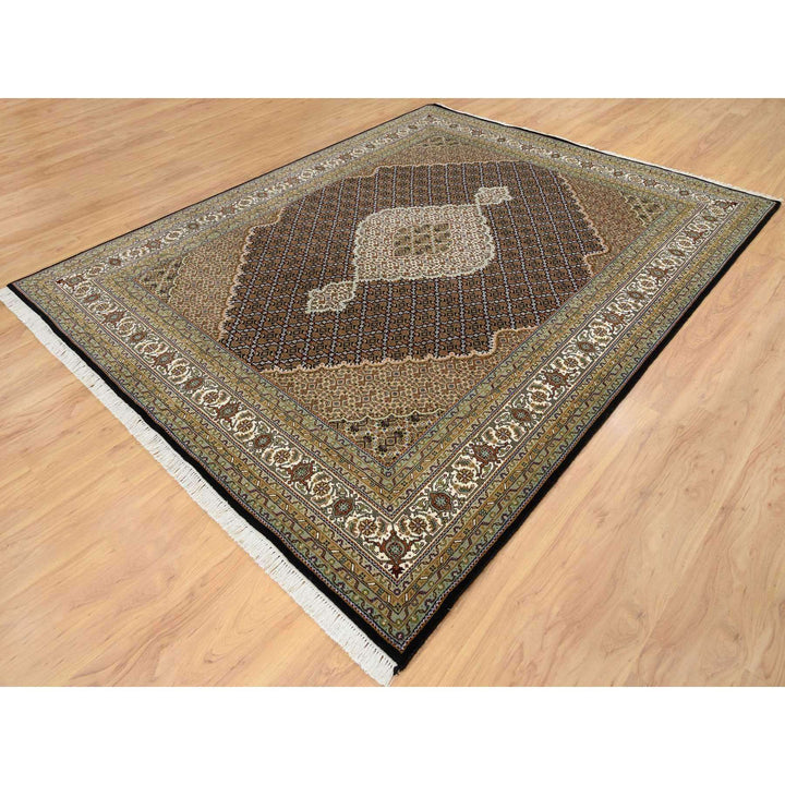 8'0" x 10'0" New Hand Knotted Black Cotton Rectangle Oriental Rug - MOA10265049