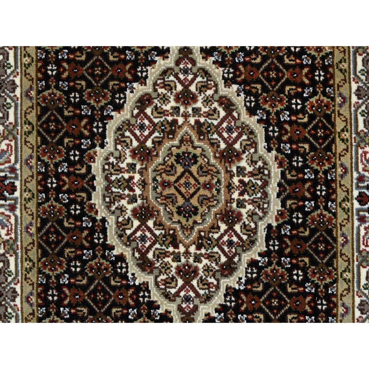 2'8" x 12'4" New Hand Knotted Black Cotton Runner Oriental Rug - MOA10265058