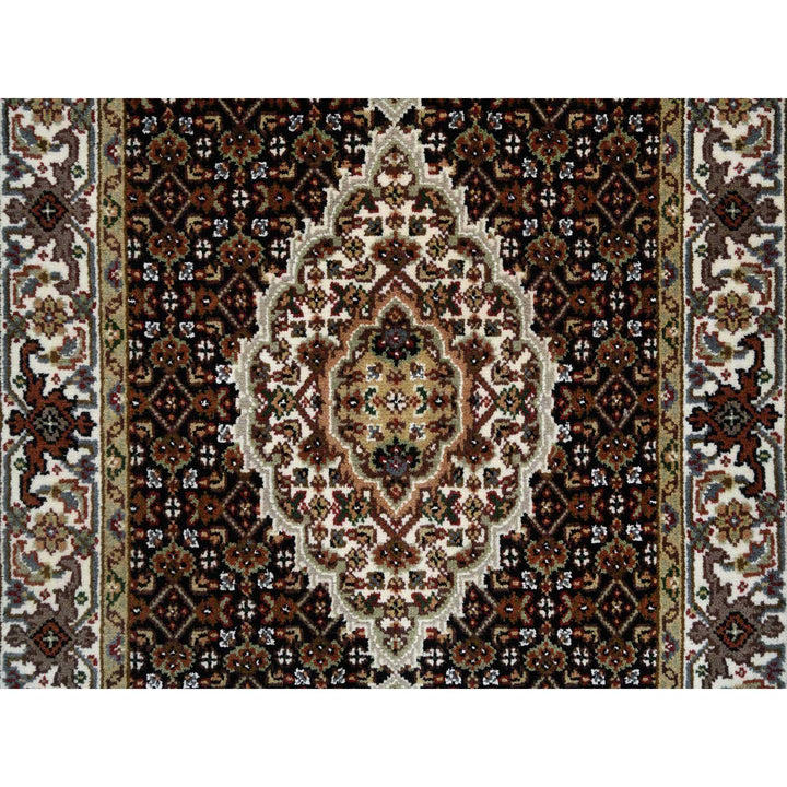 2'8" x 8'3" New Hand Knotted Black Cotton Runner Oriental Rug - MOA10265060