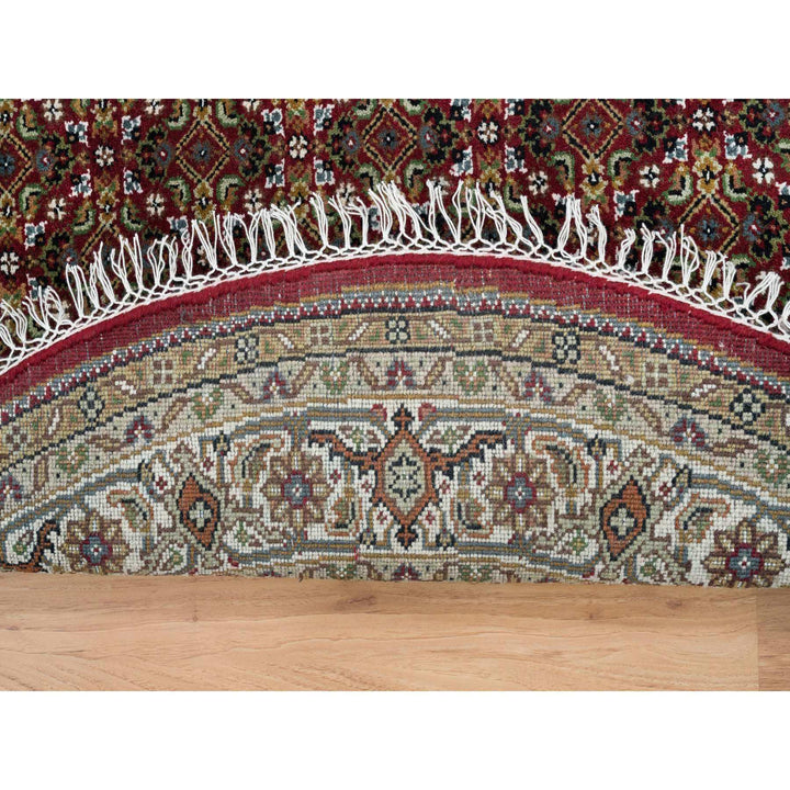 5'3" x 5'3" New Hand Knotted Red Cotton Round Oriental Rug - MOA10265091