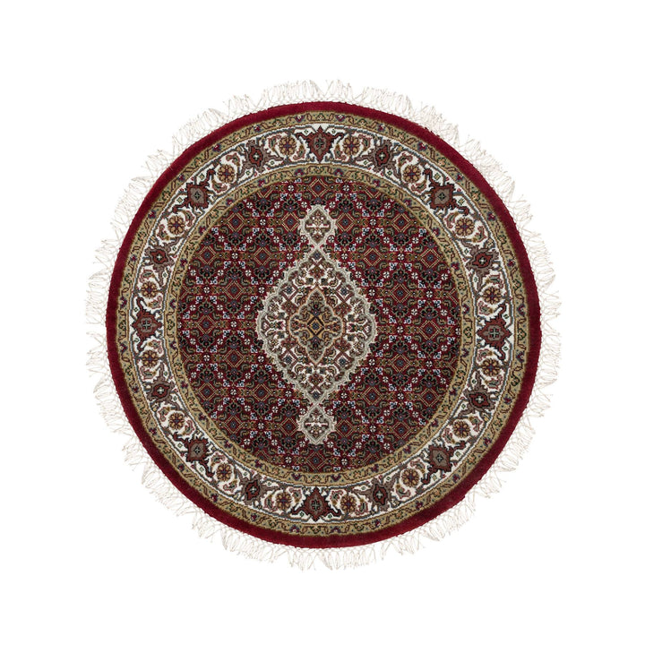 3'4" x 3'4" New Hand Knotted Red Cotton Round Oriental Rug - MOA10265093