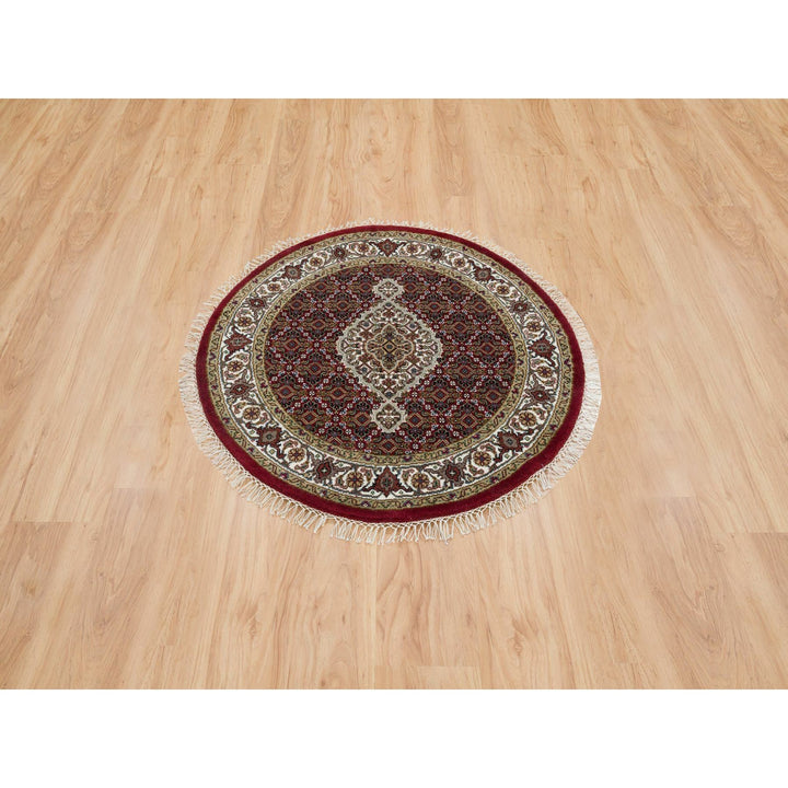 3'4" x 3'4" New Hand Knotted Red Cotton Round Oriental Rug - MOA10265093