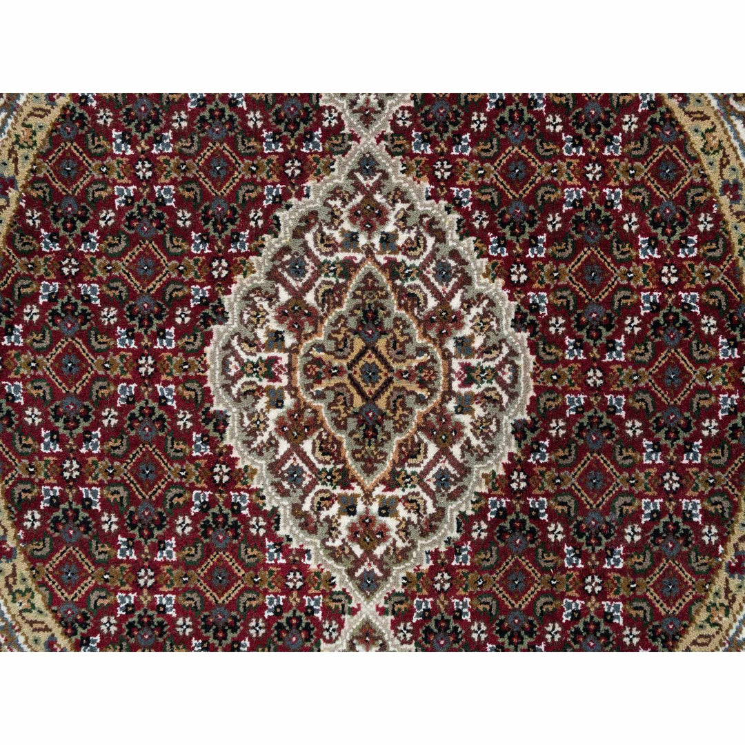 3'4" x 3'4" New Hand Knotted Red Cotton Round Oriental Rug - MOA10265093