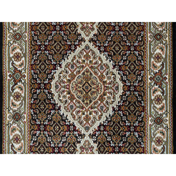 2'7" x 13'7" New Hand Knotted Black Cotton Runner Oriental Rug - MOA10265098