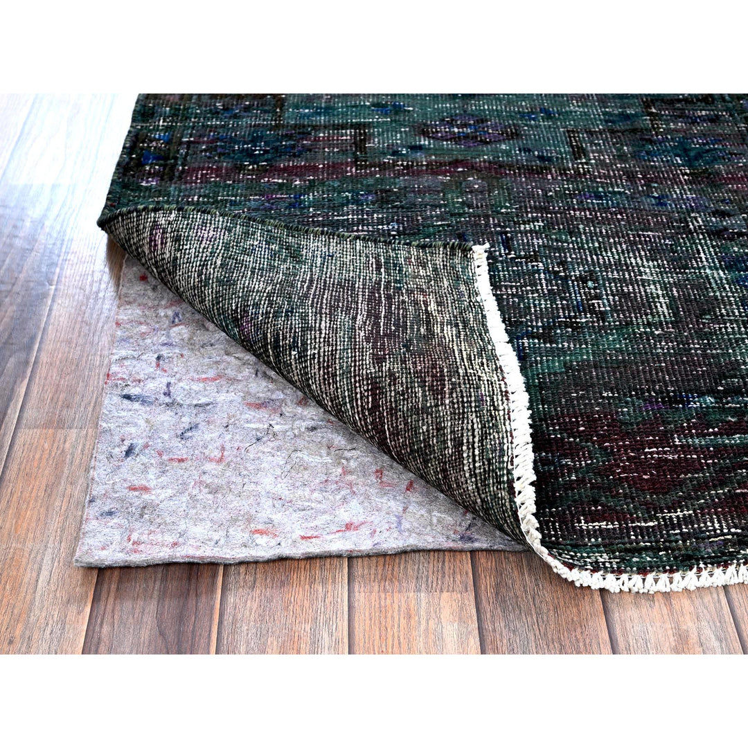 2'8" x 9'6" Vintage Hand Knotted Green Wool Runner Oriental Rug - MOA102650