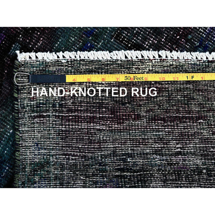 2'8" x 9'6" Vintage Hand Knotted Green Wool Runner Oriental Rug - MOA102650