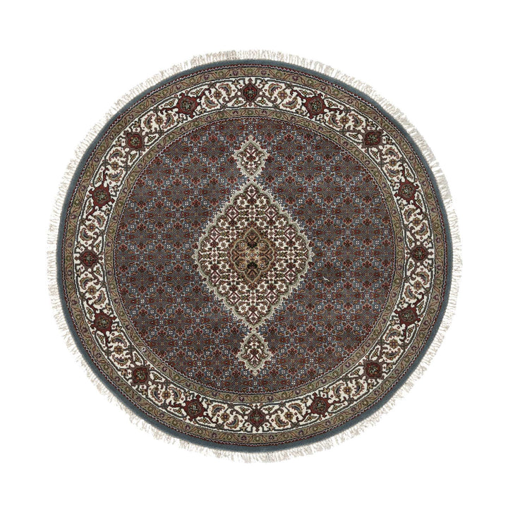 5'0" x 5'0" New Hand Knotted Grey Cotton Round Oriental Rug - MOA10265121