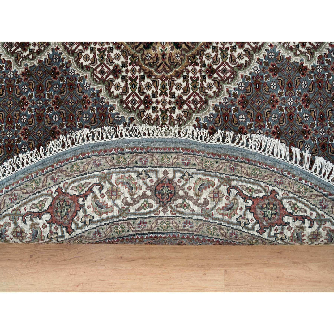 5'0" x 5'0" New Hand Knotted Grey Cotton Round Oriental Rug - MOA10265121