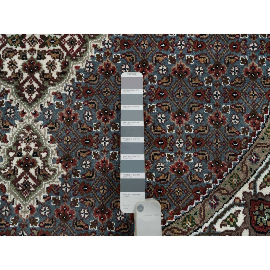 5'0" x 5'0" New Hand Knotted Grey Cotton Round Oriental Rug - MOA10265121