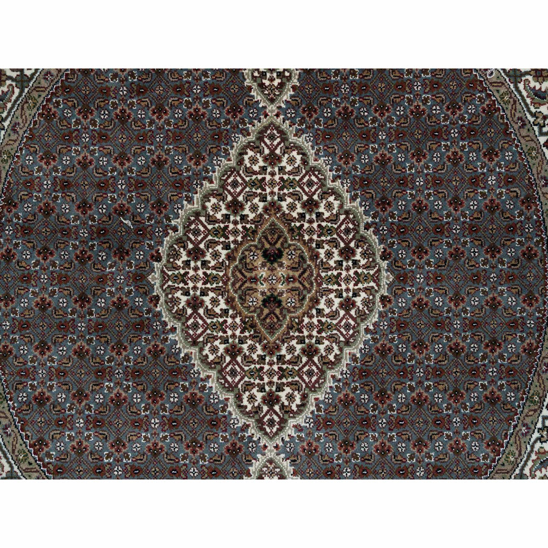 5'0" x 5'0" New Hand Knotted Grey Cotton Round Oriental Rug - MOA10265121