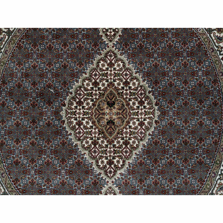 5'0" x 5'0" New Hand Knotted Grey Cotton Round Oriental Rug - MOA10265121