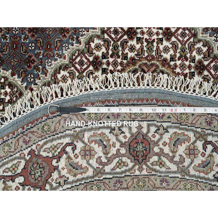 5'0" x 5'0" New Hand Knotted Grey Cotton Round Oriental Rug - MOA10265121