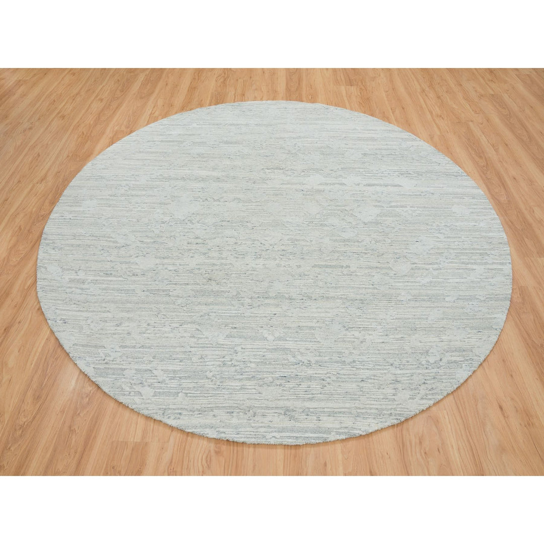 8'0" x 8'0" New Hand Knotted Ivory Wool Round Oriental Rug - MOA10265148