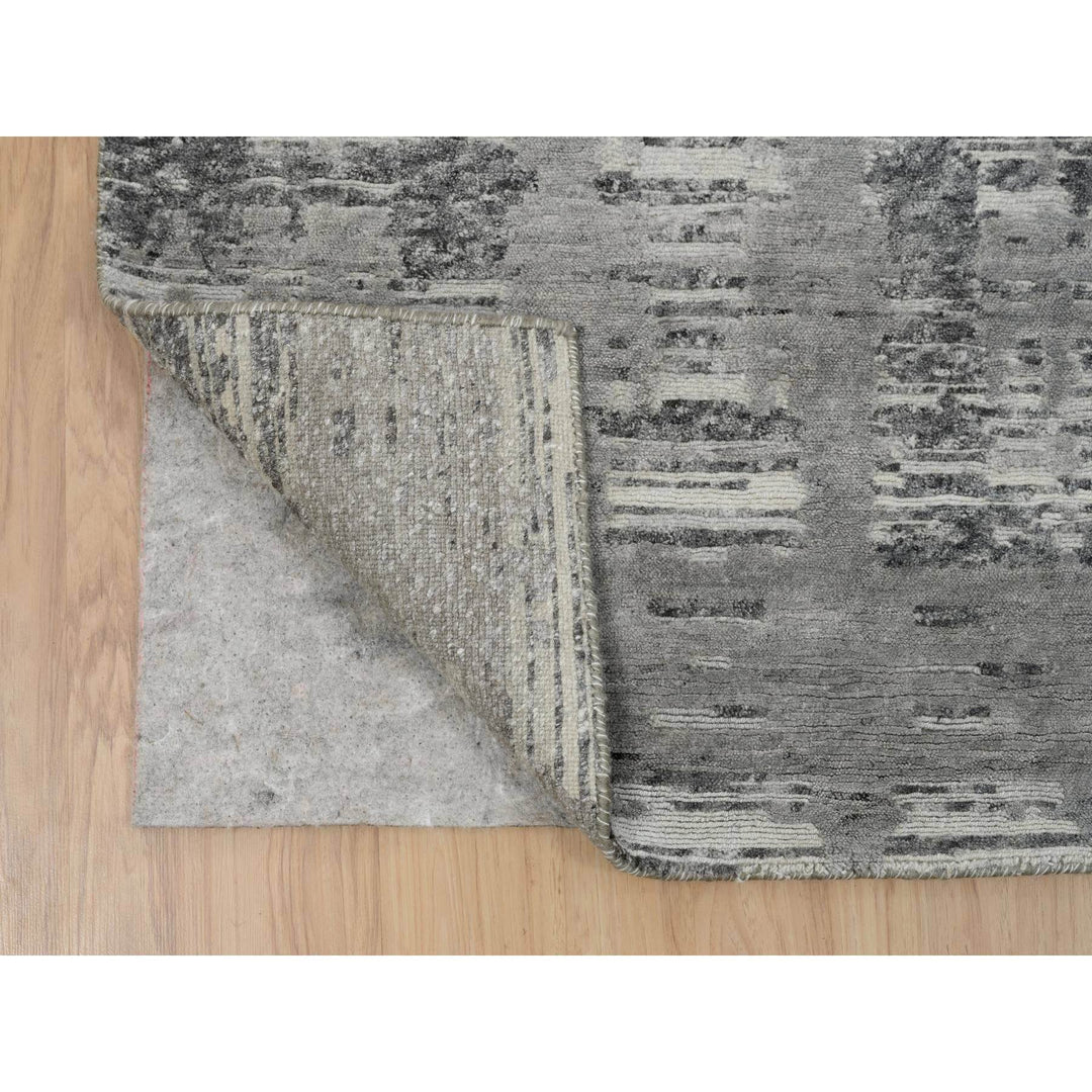 2'6" x 25'9" New Hand Knotted Grey Wool Runner Oriental Rug - MOA10265157