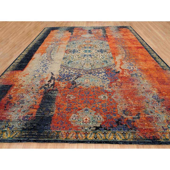 12'0" x 15'1" New Hand Knotted Red Wool Rectangle Oriental Rug - MOA10265176