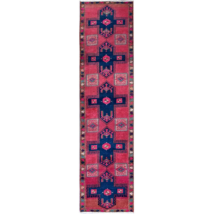 2'5" x 9'10" Vintage Hand Knotted Pink Wool Runner Oriental Rug - MOA102651