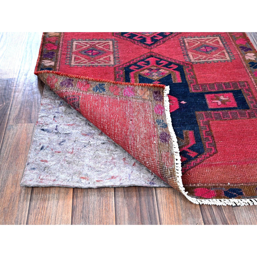 2'5" x 9'10" Vintage Hand Knotted Pink Wool Runner Oriental Rug - MOA102651