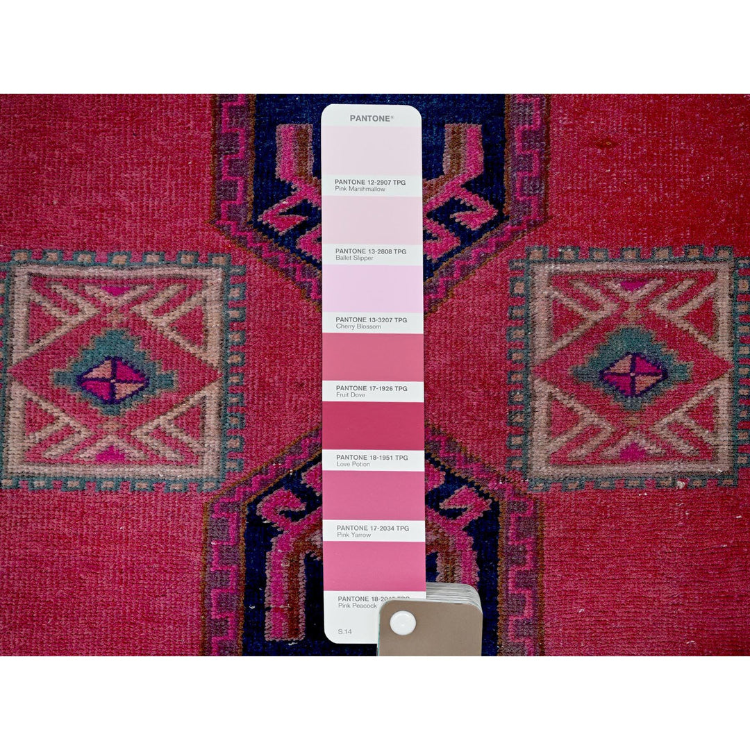 2'5" x 9'10" Vintage Hand Knotted Pink Wool Runner Oriental Rug - MOA102651
