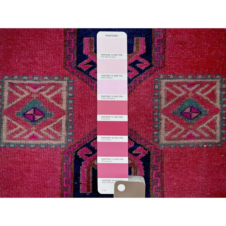 2'5" x 9'10" Vintage Hand Knotted Pink Wool Runner Oriental Rug - MOA102651