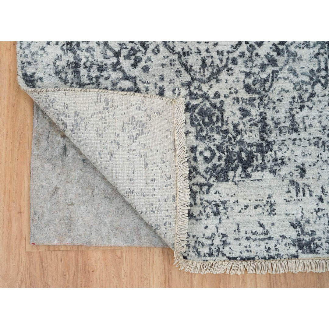 2'8" x 20'0" New Hand Knotted Grey Wool & Silk Runner Oriental Rug - MOA10265214