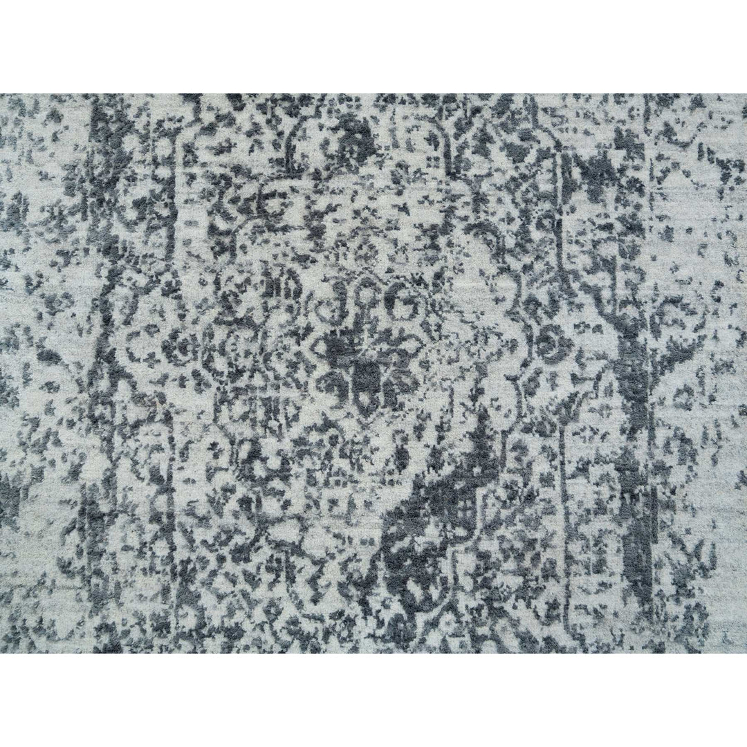 2'8" x 20'0" New Hand Knotted Grey Wool & Silk Runner Oriental Rug - MOA10265214