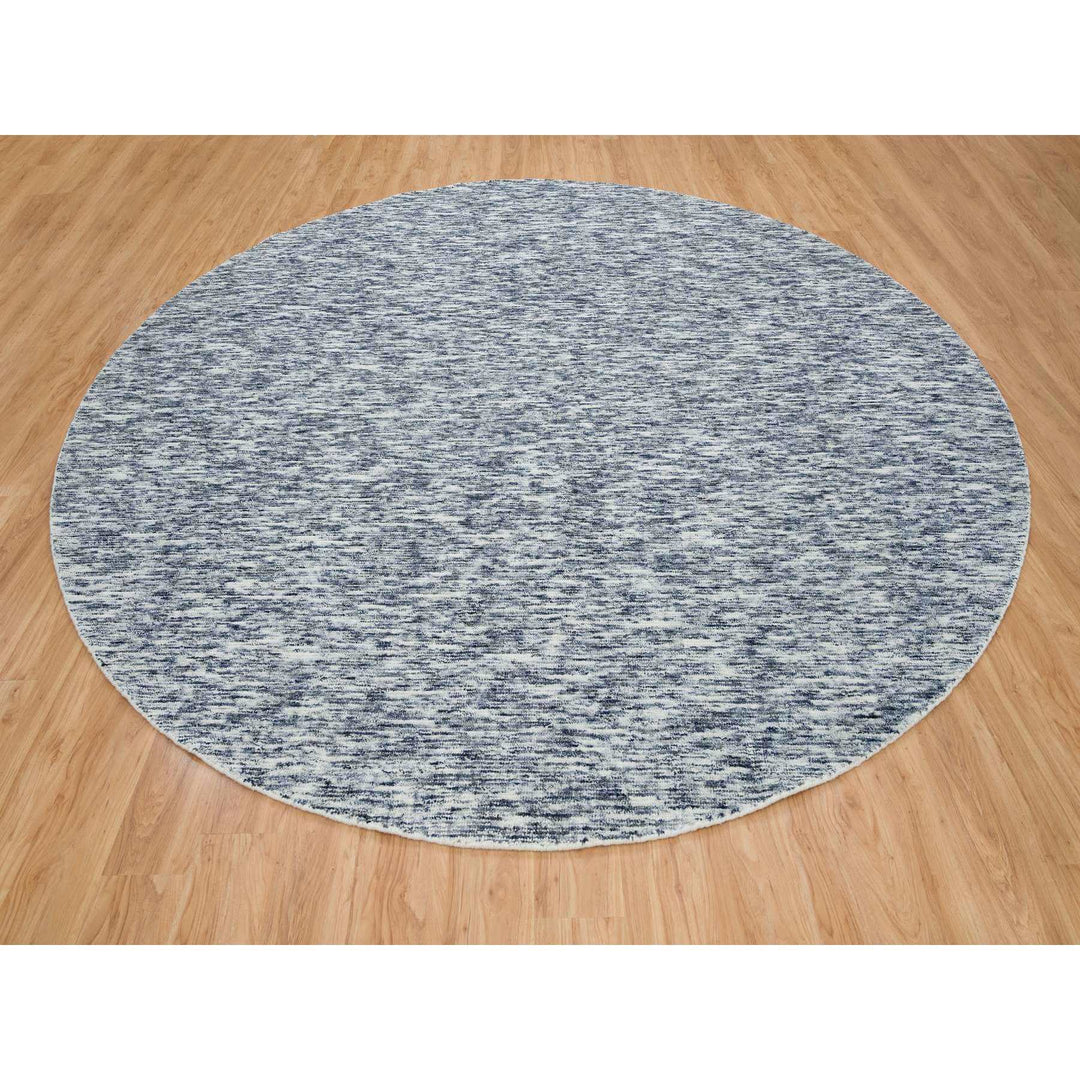 12'0" x 12'0" New Hand Loomed Blue Wool Round Oriental Rug - MOA10265239