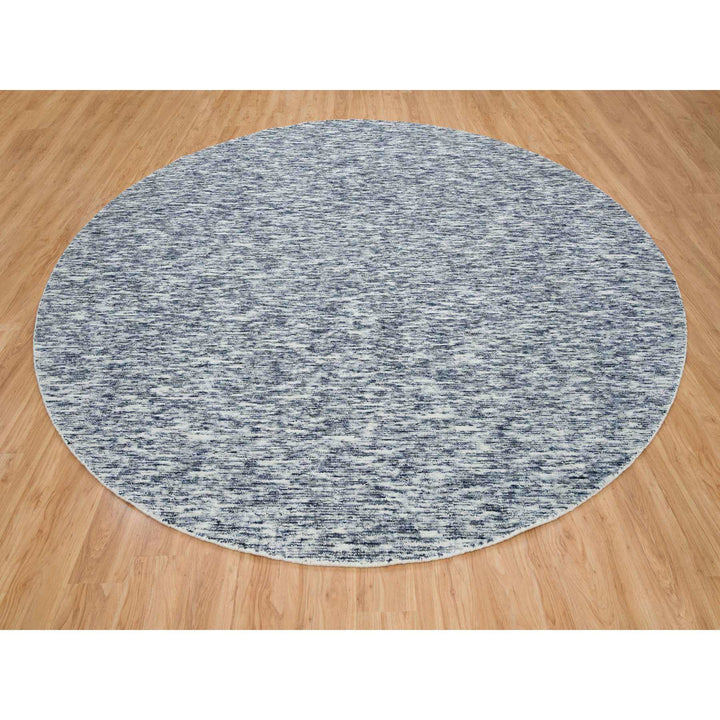 12'0" x 12'0" New Hand Loomed Blue Wool Round Oriental Rug - MOA10265239