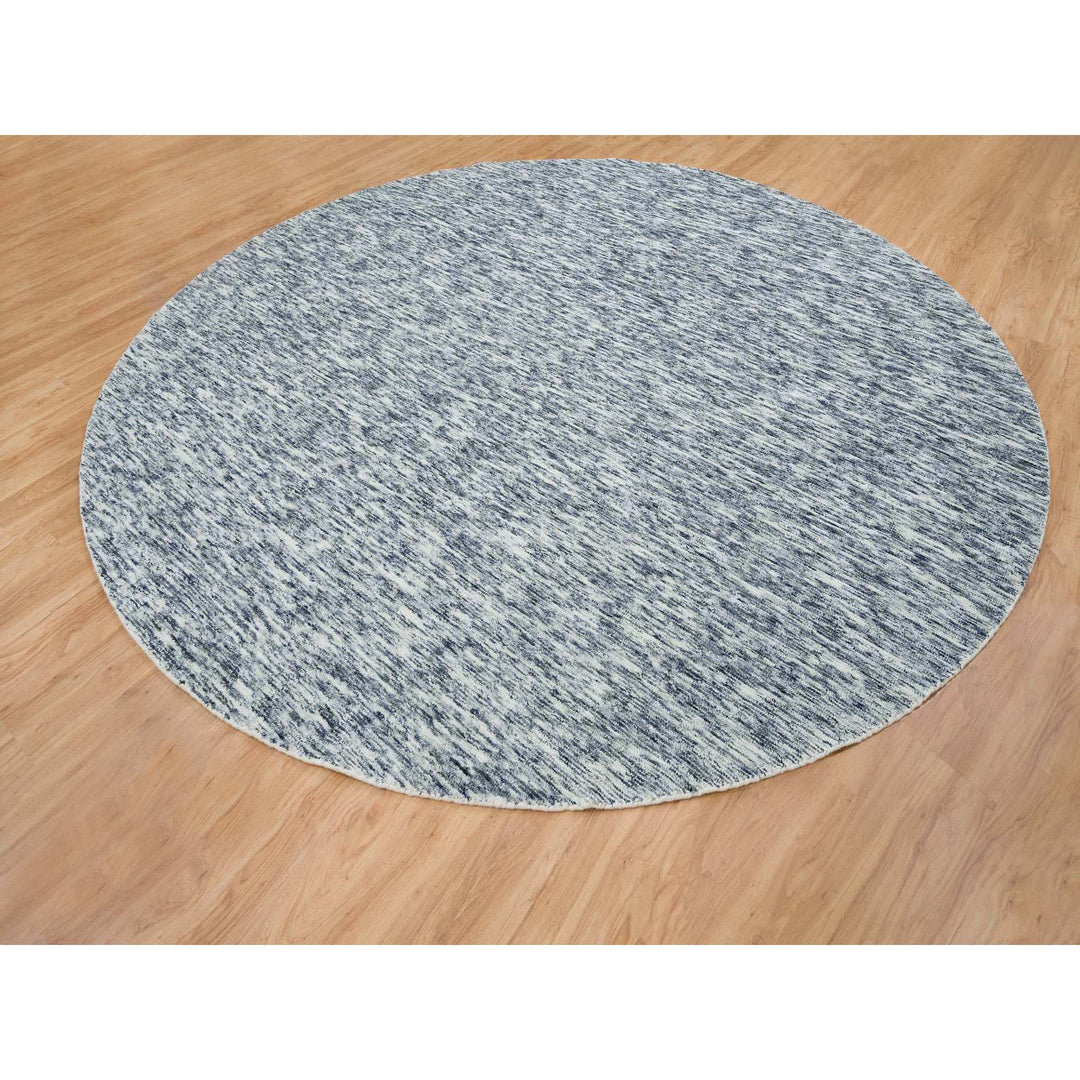 12'0" x 12'0" New Hand Loomed Blue Wool Round Oriental Rug - MOA10265239