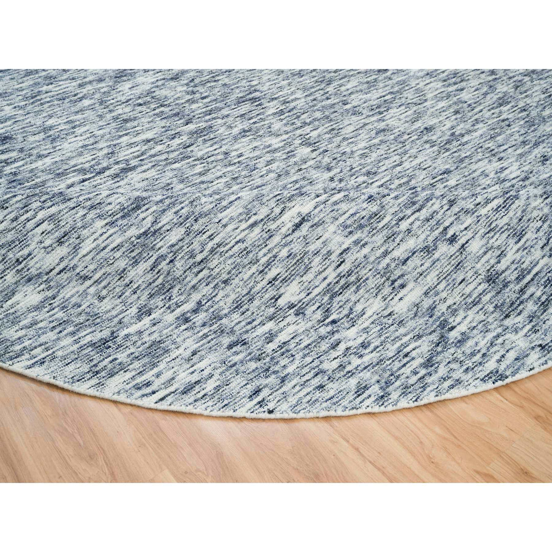 12'0" x 12'0" New Hand Loomed Blue Wool Round Oriental Rug - MOA10265239