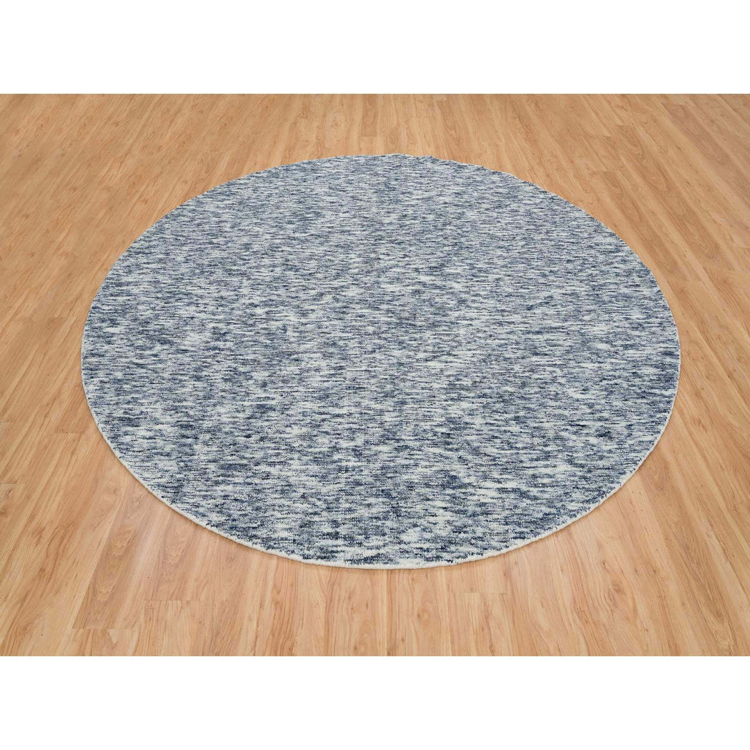 10'0" x 10'0" New Hand Loomed Blue Wool Round Oriental Rug - MOA10265242