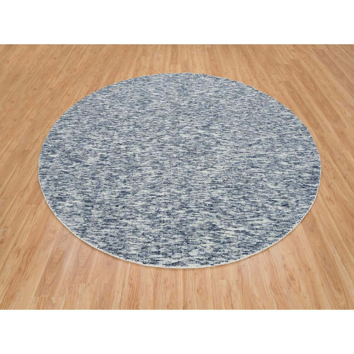 10'0" x 10'0" New Hand Loomed Blue Wool Round Oriental Rug - MOA10265242