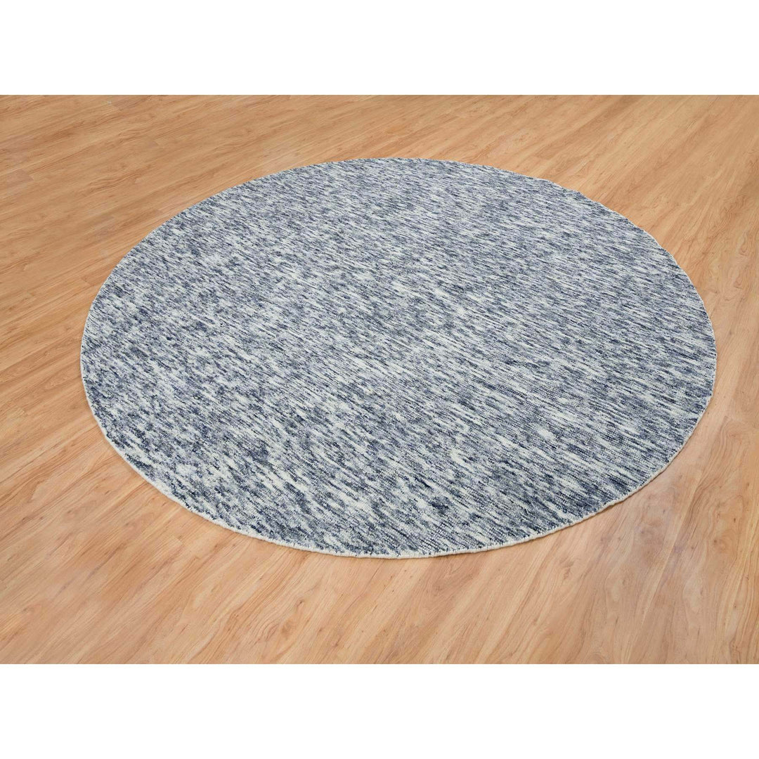 10'0" x 10'0" New Hand Loomed Blue Wool Round Oriental Rug - MOA10265242