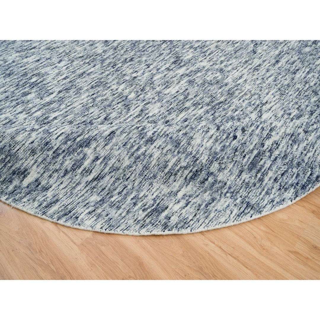 10'0" x 10'0" New Hand Loomed Blue Wool Round Oriental Rug - MOA10265242