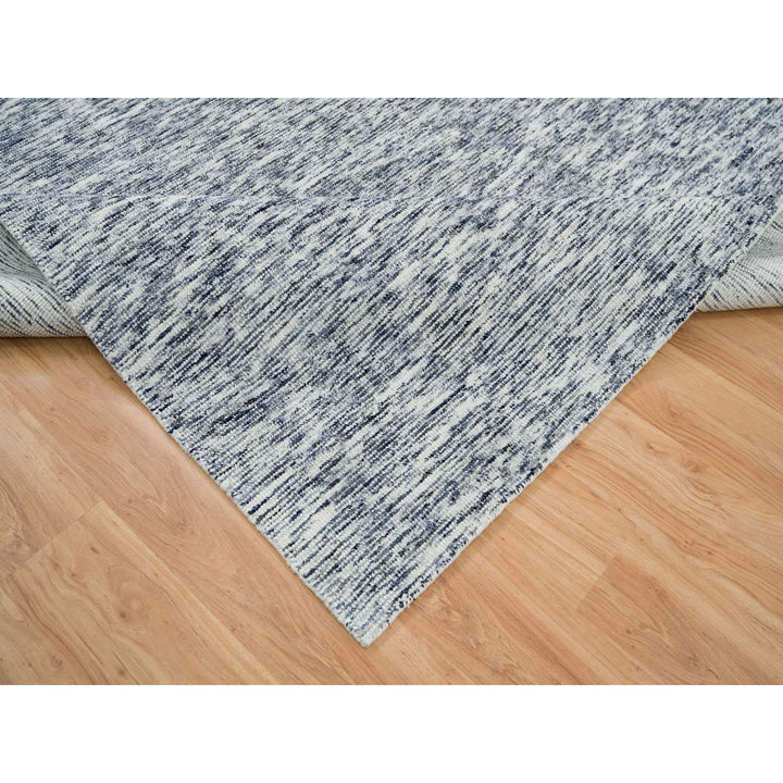 8'2" x 10'0" New Hand Loomed Blue Wool Rectangle Oriental Rug - MOA10265243