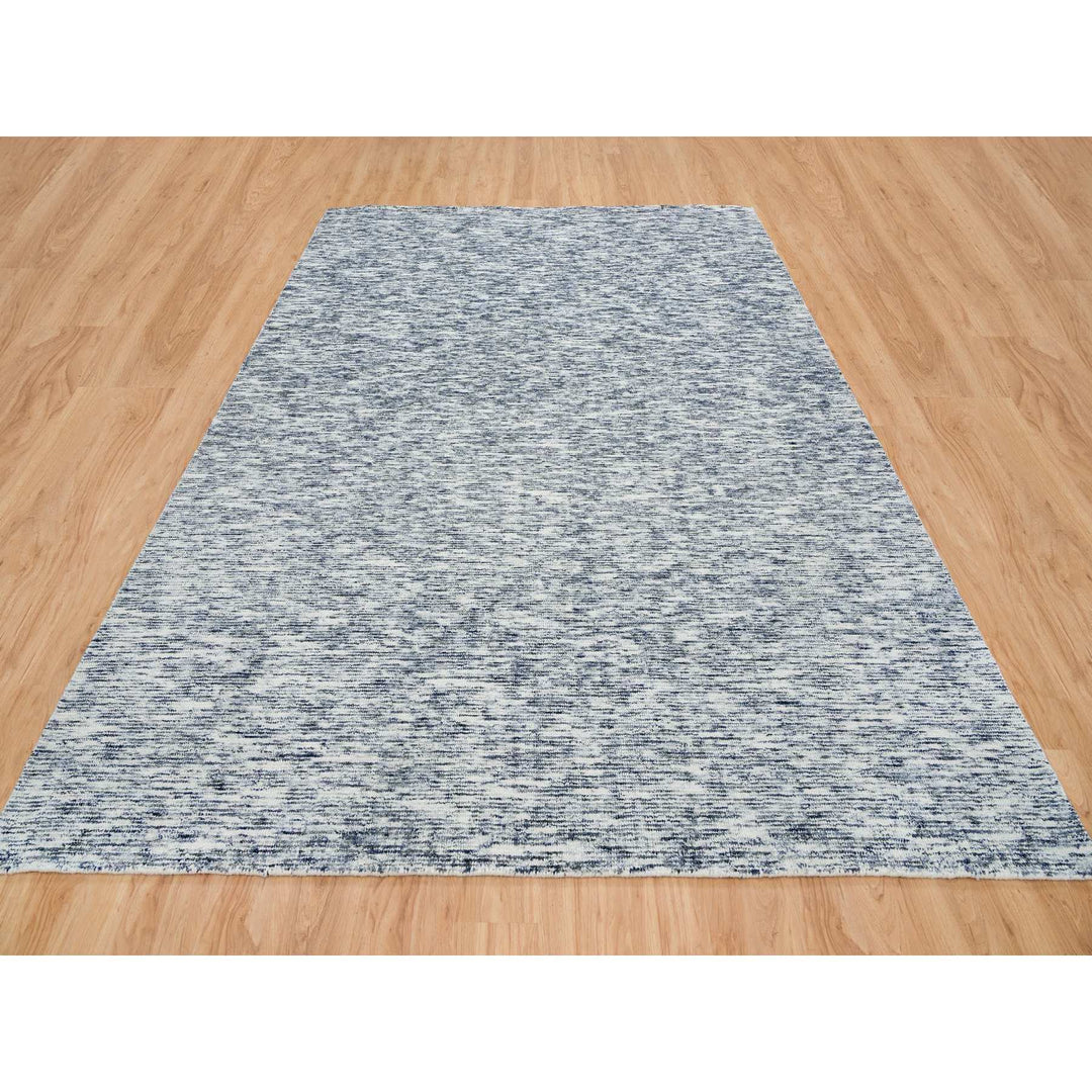 9'0" x 12'0" New Hand Loomed Blue Wool Rectangle Oriental Rug - MOA10265247