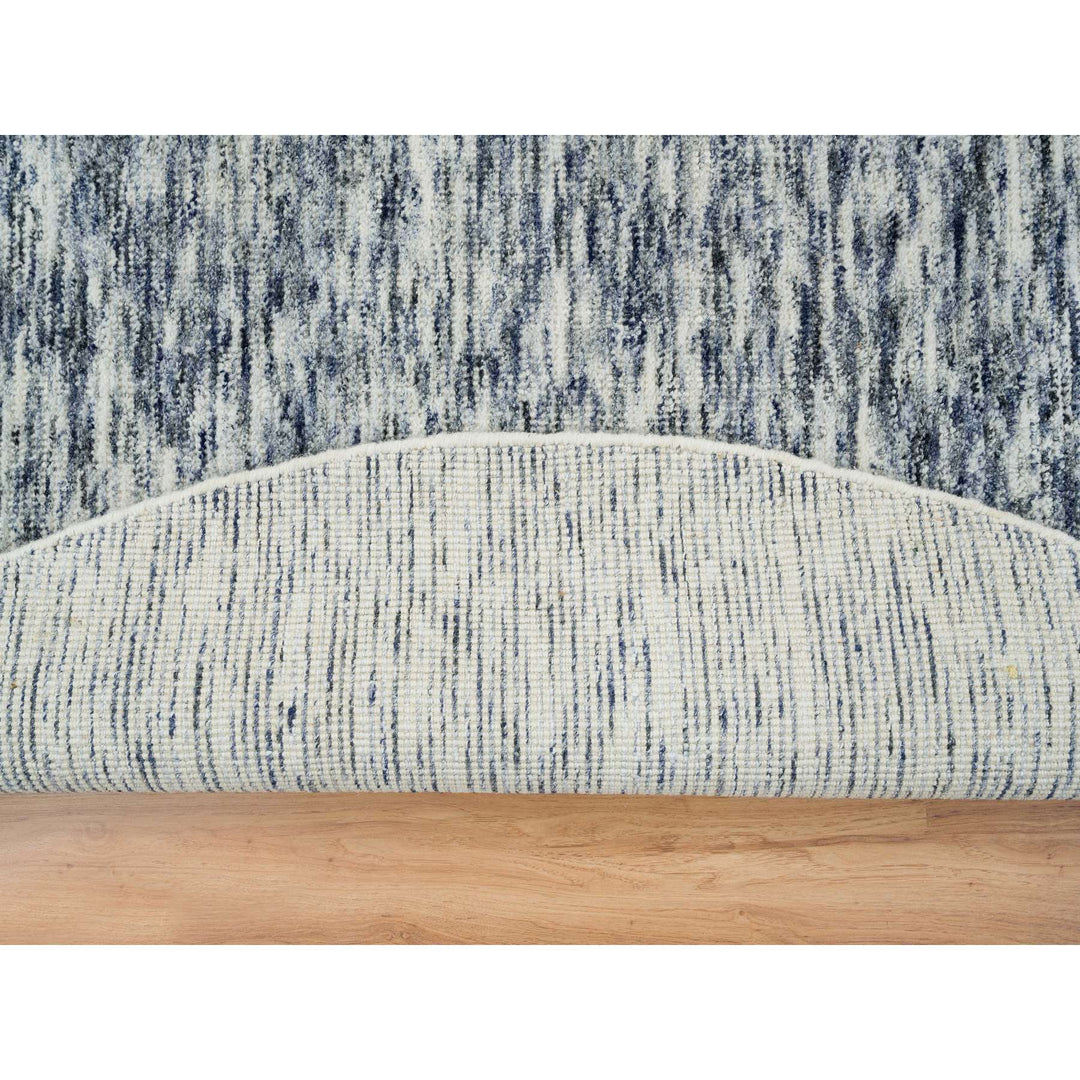 8'0" x 8'0" New Hand Loomed Blue Wool Round Oriental Rug - MOA10265248