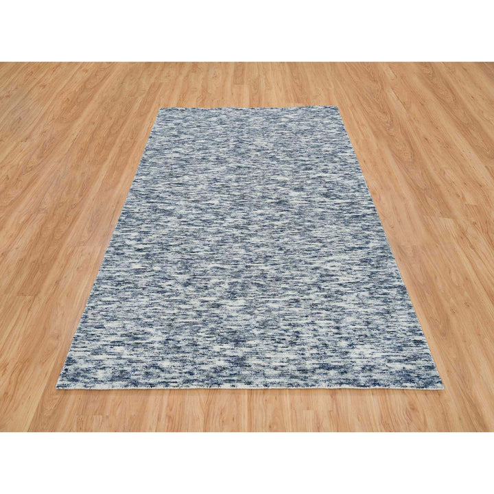 6'1" x 9'1" New Hand Loomed Blue Wool Rectangle Oriental Rug - MOA10265249