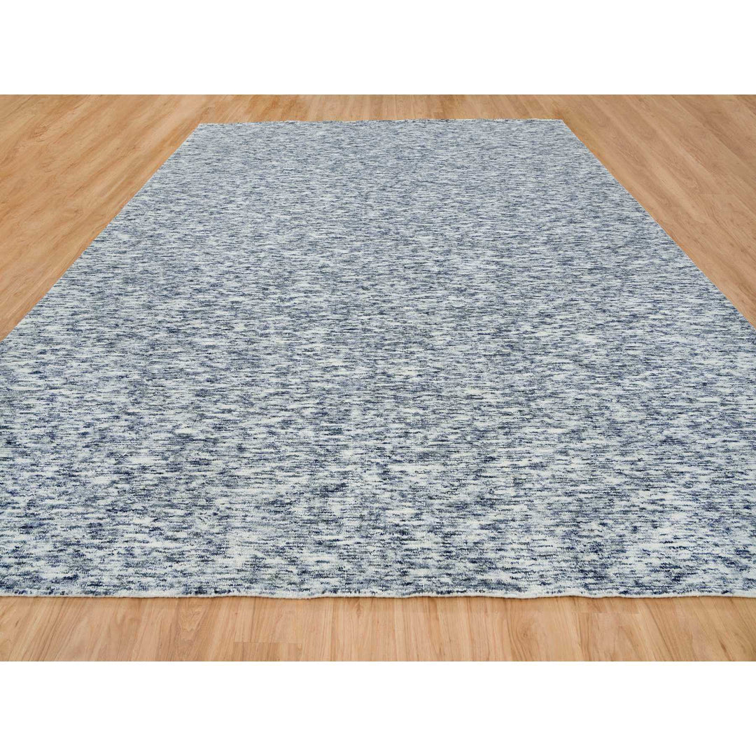 12'2" x 15'0" New Hand Loomed Blue Wool Rectangle Oriental Rug - MOA10265251