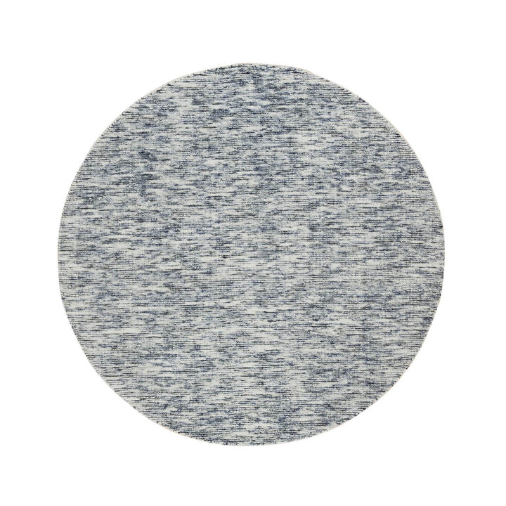 5'10" x 5'10" New Hand Loomed Blue Wool Round Oriental Rug - MOA10265253