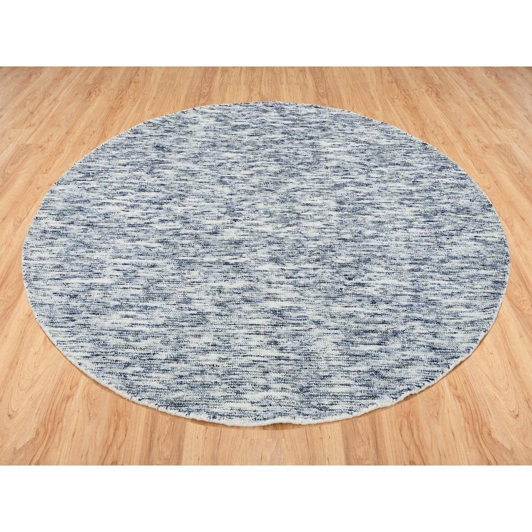 5'10" x 5'10" New Hand Loomed Blue Wool Round Oriental Rug - MOA10265253