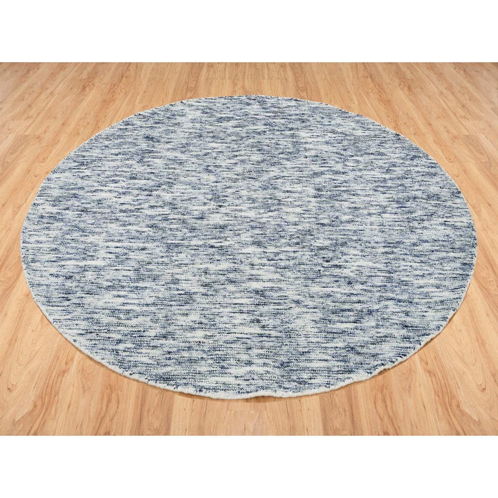 5'10" x 5'10" New Hand Loomed Blue Wool Round Oriental Rug - MOA10265253