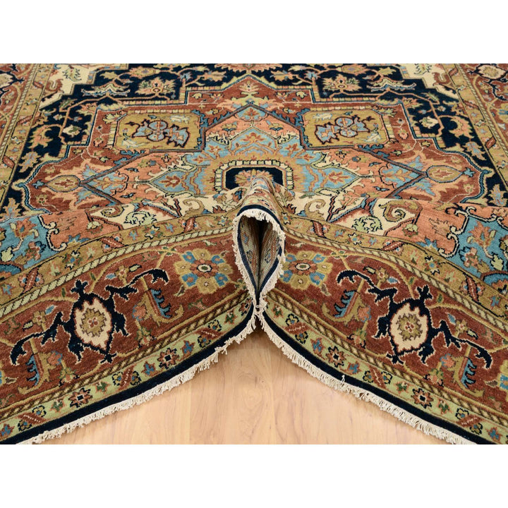 7'10" x 10'0" New Hand Knotted Blue Wool Rectangle Oriental Rug - MOA10265256