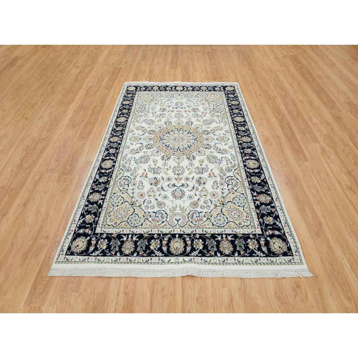 5'10" x 9'1" New Hand Knotted Ivory Cotton Rectangle Oriental Rug - MOA10265288