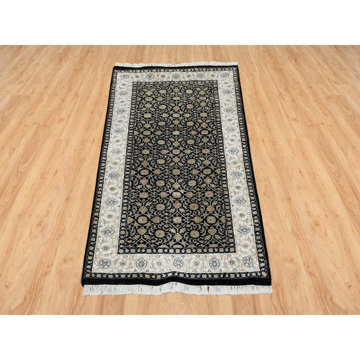 2'4" x 4'7" New Hand Knotted Black Cotton Rectangle Oriental Rug - MOA10265311