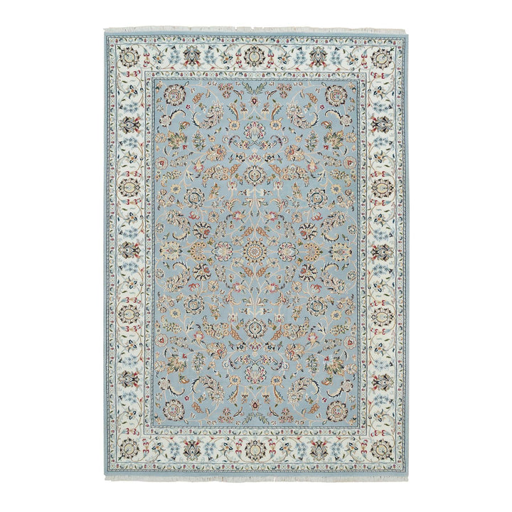 6'0" x 9'2" New Hand Knotted Blue Cotton Rectangle Oriental Rug - MOA10265321