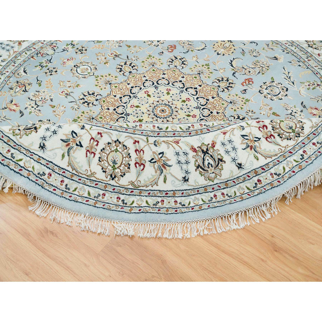 7'10" x 7'10" New Hand Knotted Blue Cotton Rectangle Oriental Rug - MOA10265330